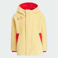 adidas 双面穿童装连帽外套后背大logo休闲保暖夹克中小童上衣