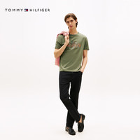 TOMMY HILFIGER 春夏男装纯棉休闲通勤花卉字母印花圆领打底衫短袖T恤上衣