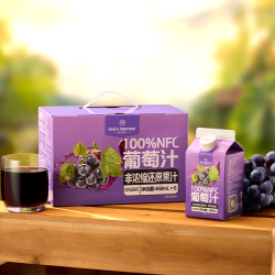 1号会员店 100%NFC葡萄汁 果蔬汁饮料 水果榨的纯果汁  468ml*6*2箱礼盒装
