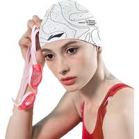 LI-NING 李宁 l泳帽 女长发硅胶防水游泳帽 男女士时尚花色泳帽LSMP016-2白色