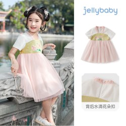 jellybaby 汉服女童夏款2026新款宝宝短袖连衣裙小童中国风夏装儿童唐装夏季