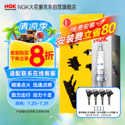 NGK 火花塞点火线圈套装各4只奥迪A3A4Q3Q4途观桑塔纳帕萨特朗逸