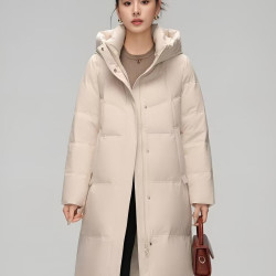 雪中飞 高充绒 女士中长款立领连帽保暖羽绒服