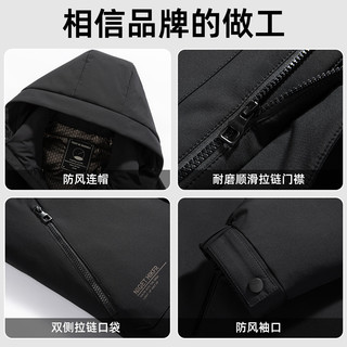 罗蒙 7Y010069 连帽不可拆 咖色 M(170) 男士羽绒服