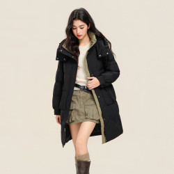 雪中飞 8056 连帽加厚保暖 黑色 L/165/88A 女士羽绒服