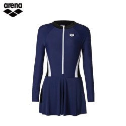 arena 跃动系列 长袖连体裙式防晒泳衣 CLM1209W