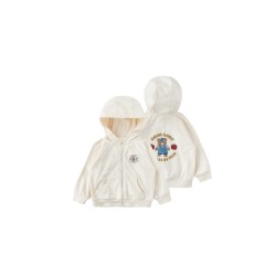 幼歌 儿童卡通印花小熊连帽卫衣外套休闲拉链开衫