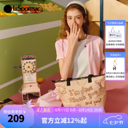LeSportsac 乐播诗新款潮流系列萌趣小熊印花大容量拉链托特包女七夕礼物 小狗字母拼接