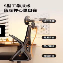 电脑椅家用人体工学椅旋转办公椅舒服久坐电竞椅宿舍学习靠背椅 169转椅-黑框黑网