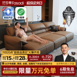 FA SA DI HOUSEHOLD 2026年新款意式极简大象耳朵电动功能沙发零靠墙简约客厅牛皮 2.8米单扶单 单 单
