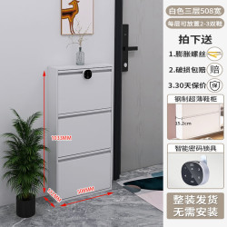 艾格辰 带锁室外防盗钢制鞋柜家用款15cm户门外翻斗柜进门口电梯楼道 典雅白-508宽三层 带机械锁款