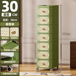 艾风格 北欧风抽屉收纳柜可移动多用储物斗柜 复古绿30面宽中古风抽屉柜 3层
