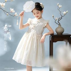 迪士尼 女童连衣裙儿童裙子女孩国风旗袍裙夏季新款中大童新中式汉服夏装
