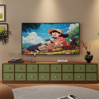 牧帝亚电视柜客厅家用落地柜子收纳储物柜新款中古风电视机柜 晓枫胡桃+绿抽 60*35*98.1五斗柜