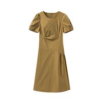 茵曼 通勤分割连衣裙夏季女装结构短袖长裙