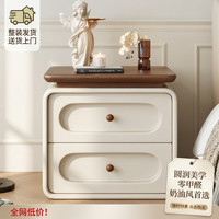 中古风床头柜家用卧室2026新款奶油轻奢高级感全实木简约现代边柜