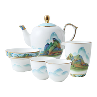 华光 千里江山 釉中彩骨瓷茶具套装