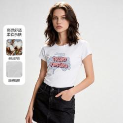 吉普 夏季圆领短袖T恤女士休闲透气百搭上衣百搭运动透气女款t恤