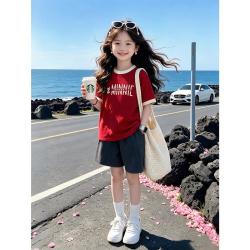 迪士尼 米妮女童短袖T恤夏季款薄款儿童中大童宽松撞色简约休闲上衣