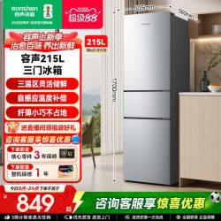 容声 BCD-215E10RNLAD 直冷三门冰箱 215L