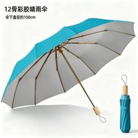 珺北 加固12骨彩胶雨伞 UPF50+  深蓝灰