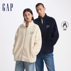 Gap 男士抱抱绒字母logo立领外套 609070