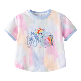 My Little Pony 小马宝莉 纯棉 炫彩蓝 130 女童短袖T恤