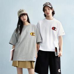 Champion 冠军品牌 男女同款刺绣logo短袖T恤