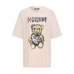 MOSCHINO 24年秋冬T恤女小熊宽松圆领短袖