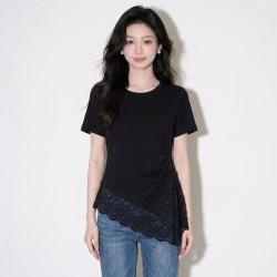 奢姿 大码女装 蕾丝花边拼接T恤 2026