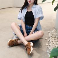 莎莎苏 【厚底增高】运动休闲乐福鞋 袋鼠鞋 棕色