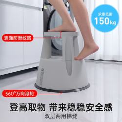 sanwa 山业（SANWA）两步梯凳二合一脚踏高低凳图书馆踏凳高梯踩高凳家用取物凳换鞋凳 (火爆)-高41.5cm