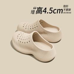 15分钟 百丽国际旗下4.5cm增高包头洞洞拖女26年立体纹理镂空凉拖