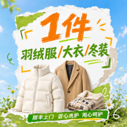 1件羽绒服/冬装/大衣清洗长短款不限