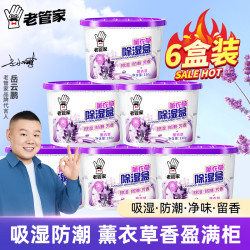 老管家 薰衣草除湿盒干燥剂室内衣柜衣服除湿剂防潮除霉剂珠吸湿230g 6盒装