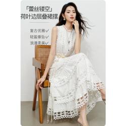 晚白 女士无袖连衣裙 2026