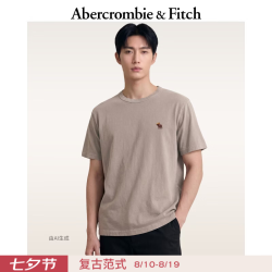 Abercrombie & Fitch 经典小麋鹿图案水洗棉T恤 棕色 S
