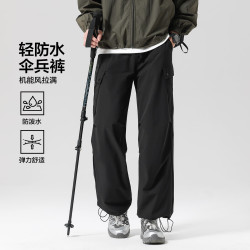 布衣传说 运动机能伞兵裤工装多袋直筒男式休闲裤 黑色 30