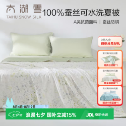 太湖雪 蚕丝夏凉被可机洗100%蚕丝填充全棉A类抗菌空调被子薄款清凉透气 仲夏花语 150cm*210cm