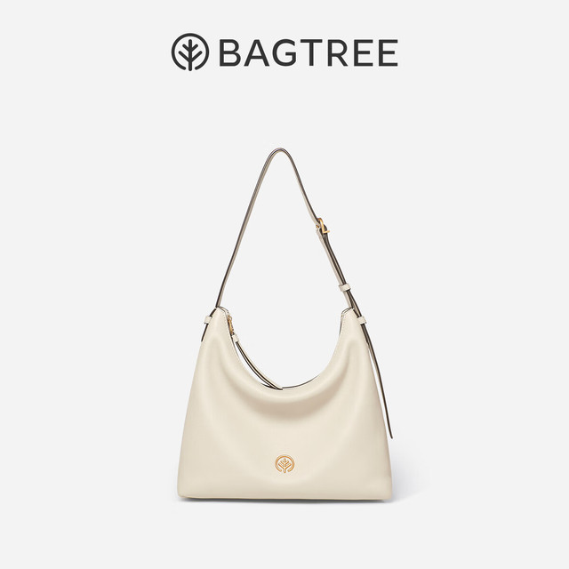 BAGTREE 【七夕礼物】包包树图南包头层植鞣牛皮hobo单肩小众轻奢女包 中号
