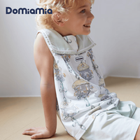 DOMIAMIA 儿童夏季无袖背心短裤家居服套装男童女童衣服 蒙特橡屋 120