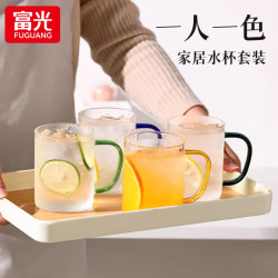 富光 玻璃杯咖啡杯玻璃把手马克杯男女花茶杯子单层果汁杯牛奶燕麦