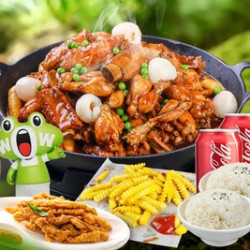 荔枝可乐鸡翅排骨蛙3人餐