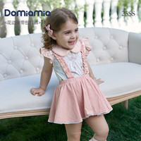 DOMIAMIA 儿童夏季薄款纯棉背带裤童装女童男童裤子 暮云粉 73