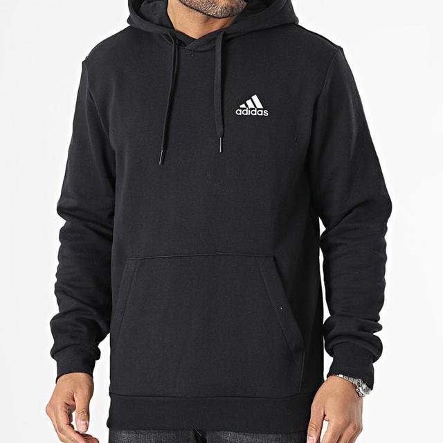 adidas 男款logo印花连帽运动卫衣