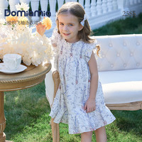 DOMIAMIA 女童连衣裙25新款童装公主裙夏季外出薄款短袖宝宝裙子 丁香蹄莲 120