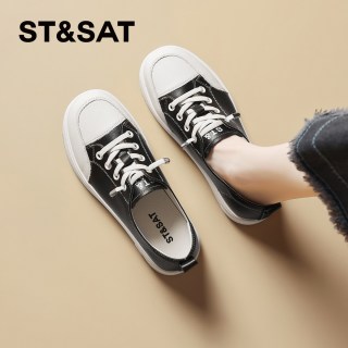 88VIP：星期六 ST&SAT 【牛皮厚底】小白鞋 板鞋增高帆布鞋