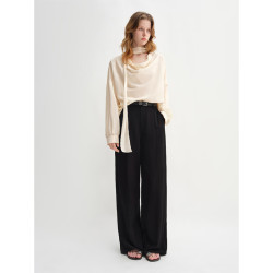 独束 大码女装浪漫设计感飘带小衫秋装新款落肩气质