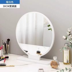 RNGIG 镜子化妆镜桌面台式带灯LED家用卧室补光镜梳妆台圆镜子高清真实