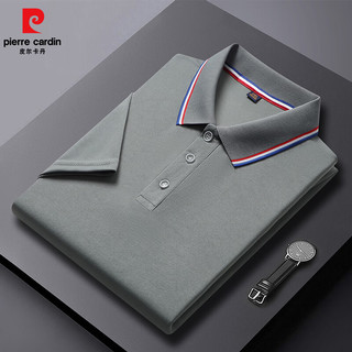 皮尔·卡丹 翻领短袖POLO衫 灰色 XL